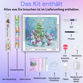 Übersicht über das komplette Diamond Painting Kit von gulufunart mit Samt-Canvas, Diamantbeuteln, Stift, Pinzette, Wachs und Zubehör.