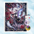 Komplettes Diamond Painting Set mit gother Motiv-Leinwand (Geisterfee und Geister), Setzstift, Klebewachs und Sortierschale von gulufunart.