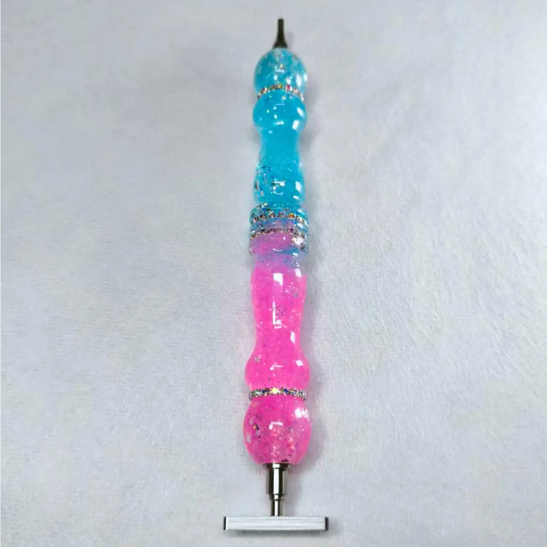 Handgefertigter pink-blauer Diamond-Painting-Stift mit zwei Aufsätzen