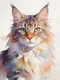 Nahaufnahme der glänzenden Steine und der fließenden Aquarell-Farben für das Katzen Set