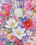 Gerahmtes 5D Diamond Painting Wandbild mit dem Motiv eines bunten Frühlingserwachens zur Raumdekoration.