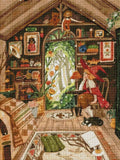 Fertiges Diamond Painting Bild eines gemütlichen Dachzimmers als Wanddekoration im Schlafzimmer