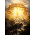 Nahaufnahme der hochauflösenden Leinwand und der glänzenden Steine für das Lebensbaum Diamond Painting Set