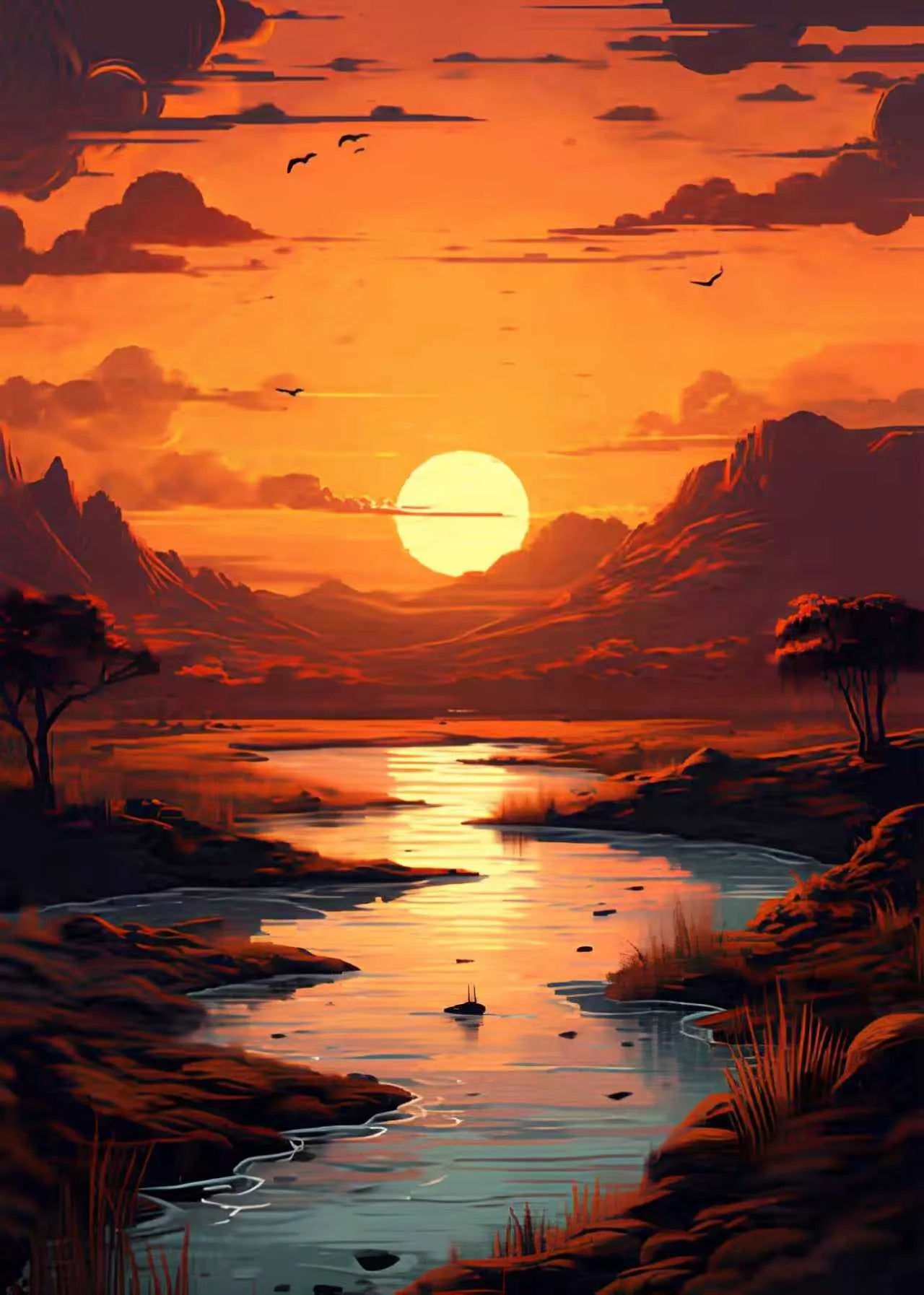 Nahaufnahme der Premium Leinwand und der glänzenden Steine für das Sonnenuntergang Diamond Painting Set