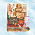 Diamond Painting Set mit kleiner Hexe am Zauberkessel und lustigen Wesen