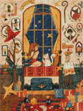Fertiges Diamond Painting Bild eines magischen Zimmers mit Mädchen am Fenster als Wanddeko