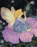 Gerahmtes 5D Diamond Painting Wandbild mit dem Motiv einer nostalgischen Blütenfee zur Raumdekoration.