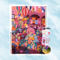 Buntes Diamond Painting Set mit Oma in der Spielzeugwerkstatt umgeben von Teddybären