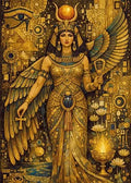 Originale Kunstvorlage der ägyptischen Göttin Isis in luxuriöser Gold-Optik