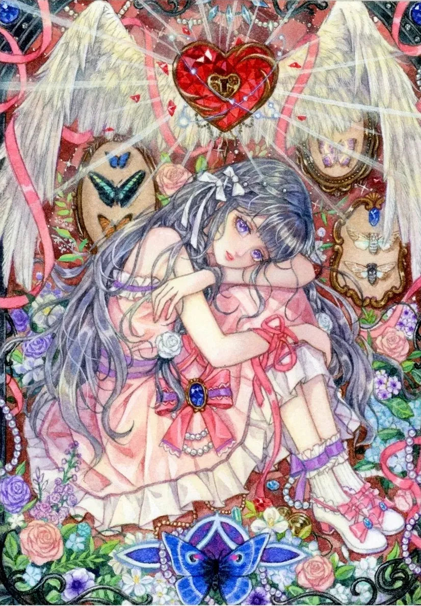 Nahaufnahme der funkelnden Steine und zarten Rosen-Details für das Anime-Engel Set