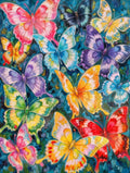 Ursprüngliche farbenfrohe Grafikvorlage der vielen Aquarell-Schmetterlinge für die Diamantmalerei.